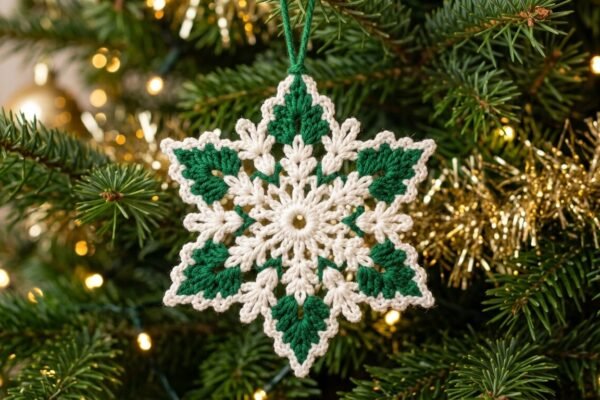Peppermint Frost Snowflake Ornament Crochet Pattern