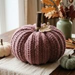Crochet Pumpkin from a Long Ribbed Strip: A Dusty Rose Fall Centerpiece