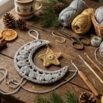 Starlit Crescent Moon and Star Ornament Crochet Pattern