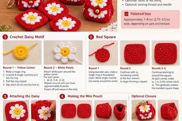 Free Crochet Daisy Pouch Pattern