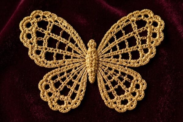 Gold Filigree Butterfly Motif Crochet Pattern