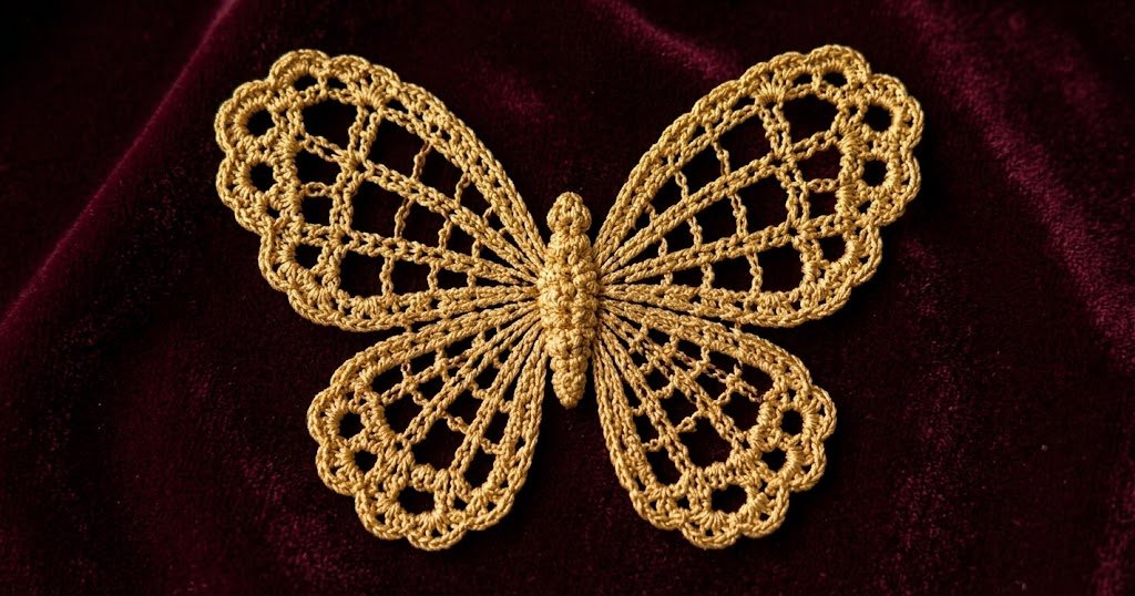Gold Filigree Butterfly Motif Crochet Pattern