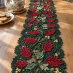 Christmas Evergreen Vine Crochet Leaf Table Runner Pattern