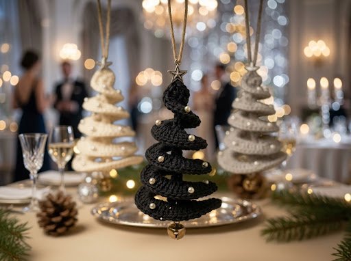 White Crochet Spiral Christmas Tree Ornament: An Easy Step-by-Step Pattern